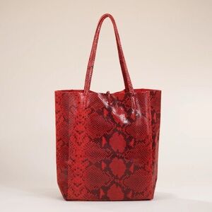 Francesca Red Snakeskin Italian Leather Tote
